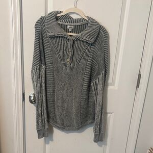 BKE Charcoal Ribbed Cowl Neck Sweater
